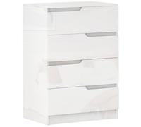 HOMCOM Cassettiera 4 Cassetti Moderna e Minimal, Cassettiera in Legno Truciolato, 60x40x85 cm, Bianco Lucido
