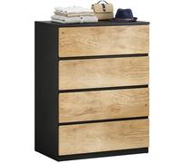 HOMCOM Cassettiera Camera da Letto 4 Cassetti Comò 60x39x80 cm Nero Rovere