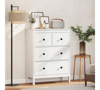 HOMCOM Cassettiera Camera da Letto 4 Cassetti, Como Camera da Letto in Legno con Piedini Antiscivolo e Maniglie Rotondo, per Ingresso, Soggiorno, Sala da Pranzo e Corridoio, 74x35x97 cm, Bianco Non ne