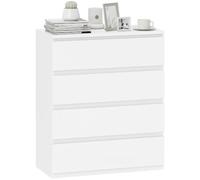 HOMCOM Cassettiera Comò a 4 Cassetti Moderna senza Maniglie per Camera Bianco