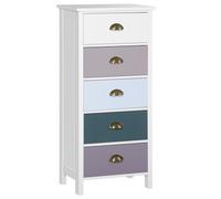 HOMCOM Cassettiera Camera da Letto 5 Cassetti Colorati Salvaspazio, Como Camera da Letto con Maniglie in Metallo per Ingresso, Soggiorno e Corridoio, 45x30x95.4 cm Multicolore