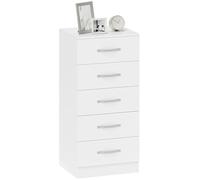 HOMCOM Cassettiera Camera da Letto 5 Cassetti, Como Camera da Letto Slim Moderno con Maniglia, Cassettiera Salvaspazio per Soggiorno, Cameretta e Corridoio, 40x35x85 cm, Bianco