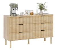 HOMCOM Cassettiera Camera da Letto, 6 Cassetti, 120x39.5x75 cm, Rovere