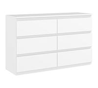 HOMCOM Cassettiera Camera da Letto 6 Cassetti in Legno, Comò Camera da Letto con Piedini Antiscivolo, per Corridoio, Sala da Pranzo e Soggiorno, 120x39x75 cm, Bianco