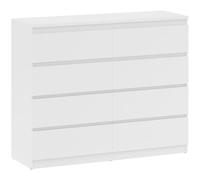 HOMCOM Cassettiera Camera da Letto 8 Cassetti, Comò Camera da Letto in Legno con Piedini Antiscivolo, per Soggiorno, Sala da Pranzo e Corridoio, 120x39x100 cm, Bianco