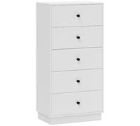 HOMCOM Cassettiera Camera da Letto a 5 Cassetti Comò 47x29x95 cm Bianco | Moderna, Maniglie Rotondo, Mobiletto Cassettiera Alta e Stretta, per Ingresso Soggiorno Cameretta Corridoio, in Legno
