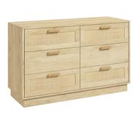 HOMCOM Cassettiera Camera da Letto a 6 Cassetti in Rattan, Comò Moderna con Maniglie, Mobiletto Cassettiera per Ingresso, Soggiorno, Cameretta e Corridoio in Legno, 110x40x69 cm, Rovere