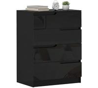 HOMCOM Cassettiera Camera da Letto con 4 Cassetti 60x40x85 cm Nero Lucido