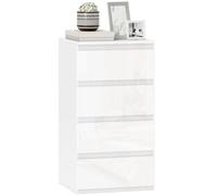HOMCOM Cassettiera Camera da Letto Slim Alta con 4 Cassetti, Comò Camera da Letto Senza Maniglie, Cassettiera Salvaspazio per Soggiorno Corridoio Ingresso, 40x35x74 cm, Bianco Lucido