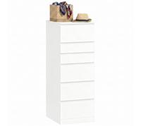 HOMCOM Cassettiera Camera da Letto Slim Alta con 6 Cassetti, Specchio Ribaltabile, Comò Camera da Letto Senza Maniglie, Cassettiera Salvaspazio per Soggiorno Corridoio Ingresso, 40x48x110 cm, Bianco