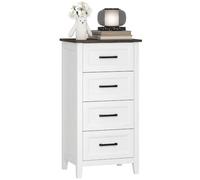 HOMCOM Cassettiera Camera da Letto Stretta 4 Cassetti 45x35x87 cm Bianco