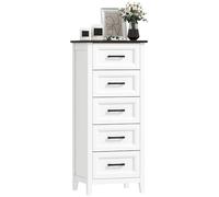 HOMCOM Cassettiera Camera da Letto Stretta 5 Cassetti 45x35x106 cm Bianco