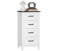 HOMCOM Cassettiera Camera da Letto Stretta Alta con 4 Cassetti, Comò Camera da Letto con Piano Effetto Legno, Cassettiera Salvaspazio per Soggiorno Corridoio Ingresso, 45x35x87 cm, Bianco