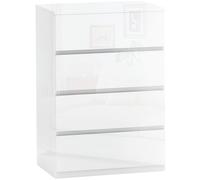 HOMCOM Cassettiera Cassetti in Truciolato Moderna Bianco Lucido