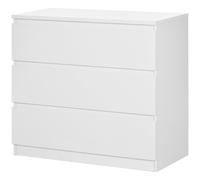 HOMCOM Cassettiera Comò a 3 Cassetti Moderna senza Maniglie per Camera Bianco
