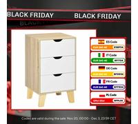 Homcom Cassettiera con 3 cassetti e base rialzata per camera da letto Soggiorno 40X35X68,5 cm