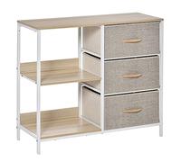 HOMCOM Cassettiera con 3 cassetti in tessuto estraibili, 2 ripiani e 1 ripiano grande - 80 x 29 x 71 cm - beige