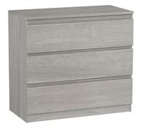 HOMCOM Cassettiera con 3 cassetti, per camera da letto, soggiorno, effetto legno grigio