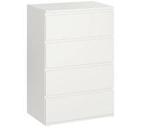 HOMCOM Cassettiera con 4 cassetti, armadio a torre da pavimento per camera da letto e soggiorno, bianco