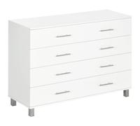 Homcom Cassettiera con 4 cassetti per camera da letto con gambe Cassettiera in stile moderno per ingresso soggiorno 112X38,2X81 cm Bianca