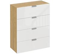 HOMCOM Cassettiera con 4 Cassetti per Soggiorno e Camera da Letto con Maniglie in Lega di Alluminio, 70x35x92cm, Bianco