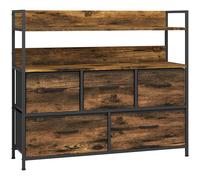 HOMCOM Cassettiera con 5 Cassetti Rimovibili e Ripiani, Design Effetto Legno Industriale e Rustico, 98x29x85 cm, Marrone Aosom Italy