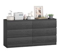 Homcom Cassettiera con 6 cassetti, cassettiera per camera da letto, cassettiera per soggiorno, ufficio, stile moderno, 140X40X71 cm, nero venato