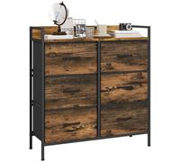 Homcom Cassettiera con 6 cassetti pieghevoli, cassettiera in tessuto con struttura in acciaio, stile industriale, cassettiera per camera da letto, corridoio, marrone rustico