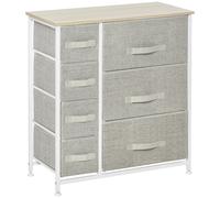 Homcom Cassettiera con 7 cassetti in tessuto Camera da letto Soggiorno Corridoio 63,5X30X71Cm Grigio