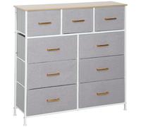 Homcom cassettiera con 9 cassetti imbottita in tessuto shearling cassettiera con struttura in acciaio cassettiera per camera da letto corridoio grigio