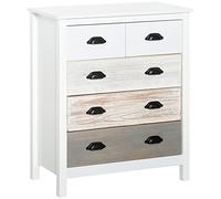 HOMCOM Cassettiera da 5 cassetti Cassettiera moderna per camera da letto con design antiribaltamento Cassettiera per soggiorno corridoio 70x38x85 cm Bianco