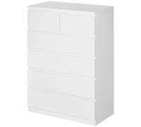HOMCOM Cassettiera da camera 6 Cassetti in Legno Truciolato 80x39x115 cm Bianca
