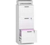 HOMCOM Cassettiera da scrivania con 3 cassetti e serrature, mobile per ufficio con barre di sospensione regolabili per documenti, cassettiera compatta per ufficio o camera da letto, 40x40x101 cm