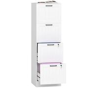 HOMCOM Cassettiera da scrivania con 4 cassetti, cassettiera da ufficio, schedario, con 2 serrature, appendino per A4 e lettere, 40x40x131 cm, bianco