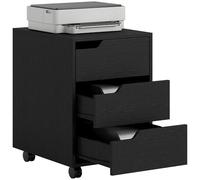 HOMCOM Cassettiera da scrivania mobile con 3 cassetti, mobile da scrivania su ruote, per documenti e stampante, scatola compatta per lavoro o camera da letto, 40 x 50 x 57,5 cm, nero