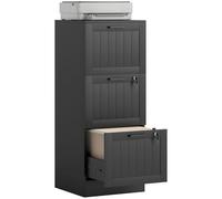 HOMCOM Cassettiera da Ufficio con 3 Cassetti e Serrature, Mobile con Barre di Sospensione Regolabili per Documenti, Cassettiera Compatta per Ufficio o Camera, 40x40x101 cm, Nero