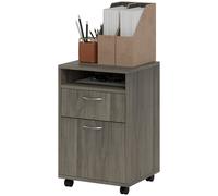 HOMCOM Cassettiera da Ufficio con Ripiano Aperto e Cassetto Grigio