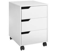 HOMCOM Cassettiera da Ufficio Portadocumenti con Ruote Bianco | 3 Cassetti, Maniglie a Scomparsa, Armadietto da Ufficio in Legno e Metallo, 40x50x57.5 cm