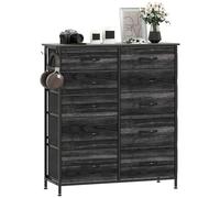 HOMCOM Cassettiera doppia per camera da letto con 10 cassetti in tessuto, cassettiera alta con 4 tasche, 2 ganci e telaio in acciaio per soggiorno, corridoio, nero