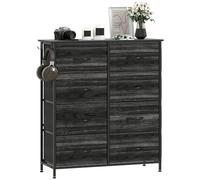 HOMCOM Cassettiera doppia per camera da letto con 8 cassetti in tessuto, cassettiera alta con 4 tasche, 2 ganci e struttura in acciaio per soggiorno, corridoio, nero