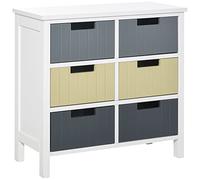 HOMCOM Cassettiera in legno a 6 cassetti Cassettiera ausiliaria con gambe rialzate Stile moderno per camera da letto soggiorno bagno 62x28x58 cm Multicolore