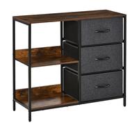 HOMCOM Cassettiera con 3 Cassetti Pieghevoli in Tessuto Ripiano MDF 80x29x71cm