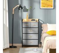 Homcom Cassettiera in tessuto con 5 cassetti rimovibili e pieghevoli Mobili portaoggetti con base rialzata per camera da letto Soggiorno 58X29X99 cm