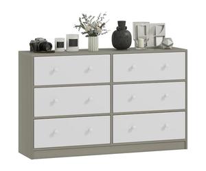 HOMCOM Cassettiera in Tessuto con 6 Cassetti 114x30x70 cm Bianco e Grigio