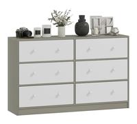 HOMCOM Cassettiera in Tessuto con 6 Cassetti Pieghevoli con Maniglie Doppie, Cassettiera Camera da Letto in Acciaio, MDF e Tessuto, 114x30x70 cm, Bianco e Grigio