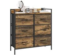 HOMCOM Cassettiera, mobile contenitore per camera da letto con 6 cassetti pieghevoli in tessuto non tessuto, cassettiera con struttura in acciaio, per camera da letto, soggiorno, effetto legno di