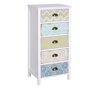 HOMCOM Cassettiera Mobiletto Vintage con 5 Cassetti 46x34x97.5cm Bianco