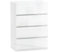 HOMCOM Cassettiera Moderna 4 Cassetti Antiribaltamento, Cassettiera in Legno Truciolato, 55x33x80 cm, Bianco Lucido