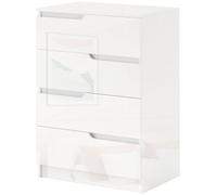 HOMCOM Cassettiera 4 Cassetti Moderna e Minimal, Cassettiera in Legno Truciolato, 60x40x85 cm, Bianco Lucido