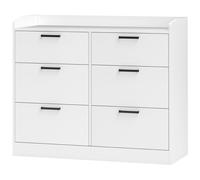 HOMCOM Cassettiera 6 Cassetti con Bordi Rialzati e Maniglie a U, Cassettiera Moderna in Legno, 110x40x88 cm, Bianco